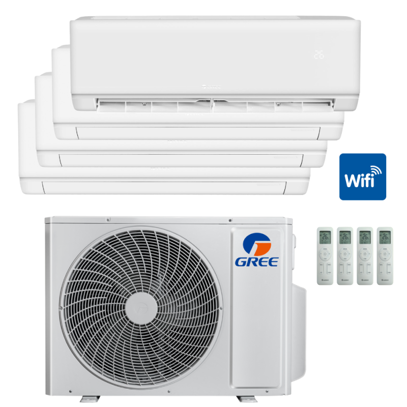 Gree Cosmo Climatizzatore Quadri Split 9000 + 9000 + 12000 + 12000 Btu WiFi R32 GWHD(28)NK6OO GREE10246/GREE10246/GREE10248/GREE