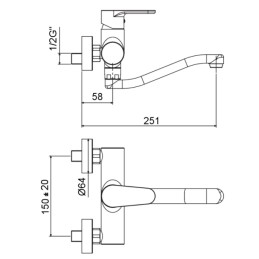 Paffoni GR161CR Miscelatore lavello a muro cromato serie Green GR161CR 2
