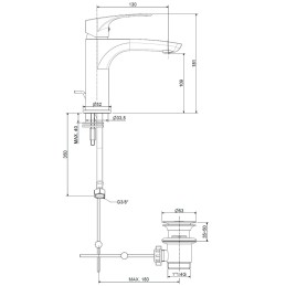 Paffoni LM075CR Miscelatore lavabo cromato con scarico automatico serie Lime LM075CR 2