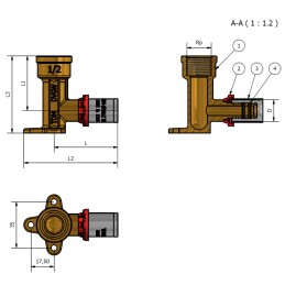 TDM BRASS 16901216 Raccordo gomito femmina a staffa prolungato 1/2" x 16 x 2,0 16901216 2