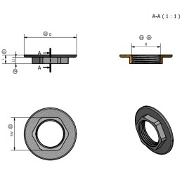 TDM BRASS 121E34 Controdado flangiato in ottone nichelato 3/4" 121E34 2