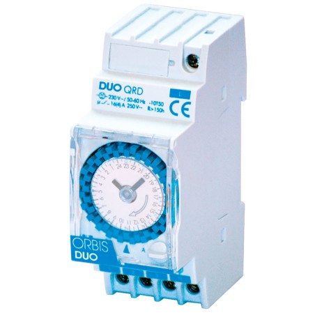 ORBIS OB292032 DUO QRD interruttore orario elettromeccanico 2 moduli DIN - giornaliero 230V OB292032 1