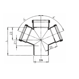 Braga doppia 45° per scarico idrico Ø90/50/50 - BAMPI BDA090545 BDA090545 2
