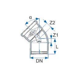Curva di scarico USB con angolo a 45° per impianti idrosanitari DN 40 - BAMPI US040045 US040045 2