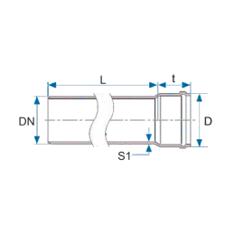Tubo stratificato USEM fonoassorbente in PP nero con 1 bicchiere DN 125 L 3000mm - BAMPI US123000 US123000 2