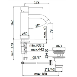 Light miscelatore lavabo scarico 1"1/4G - Paffoni LIG071KST LIG071KST 2