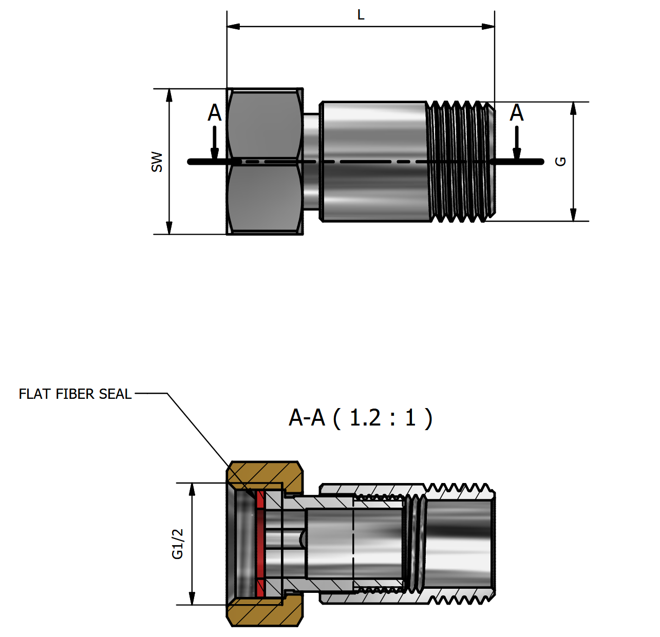 Codolo con Dado Girevole MF Cromato