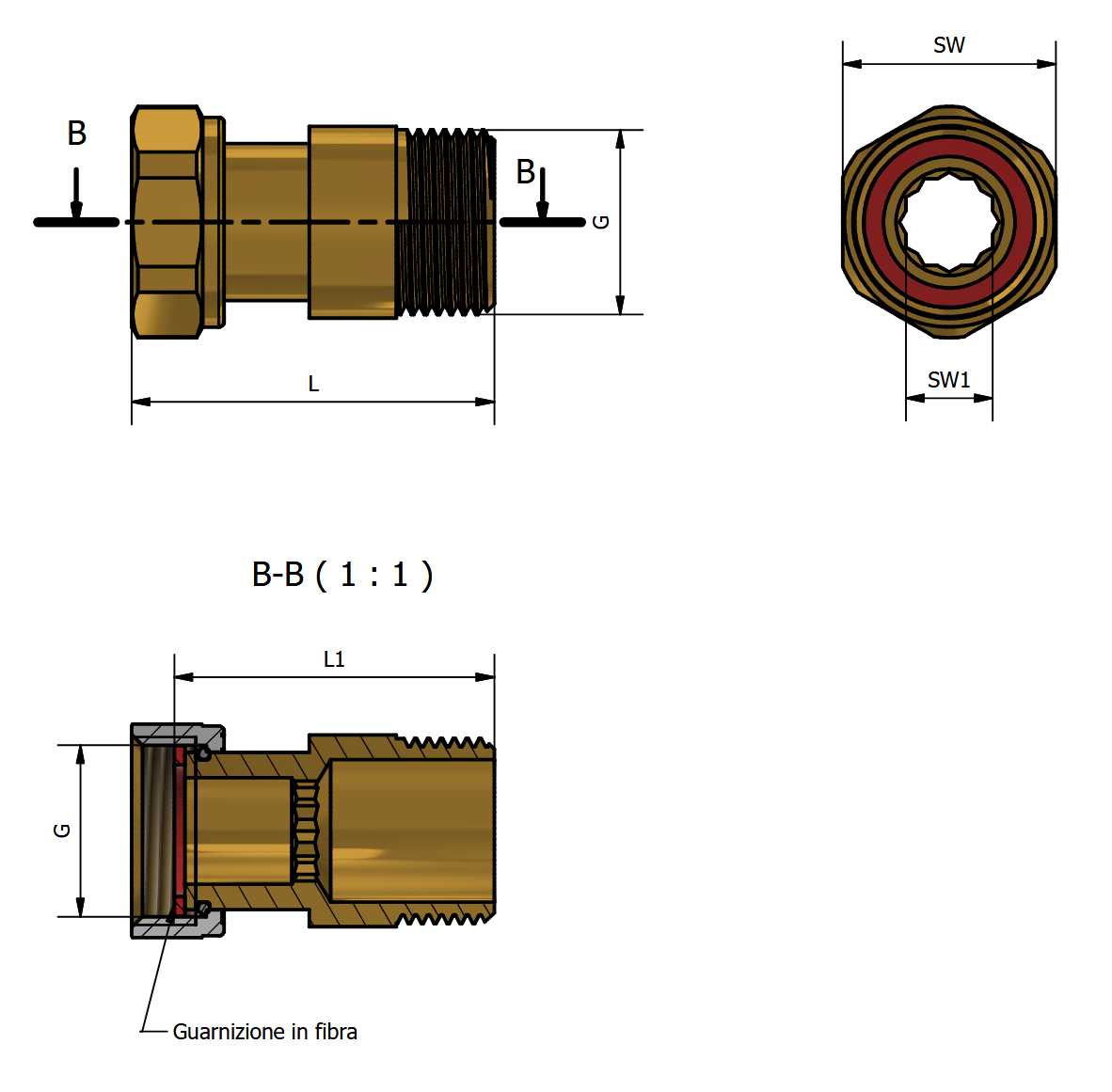 Codolo con Dado Girevole MF Sede Piana