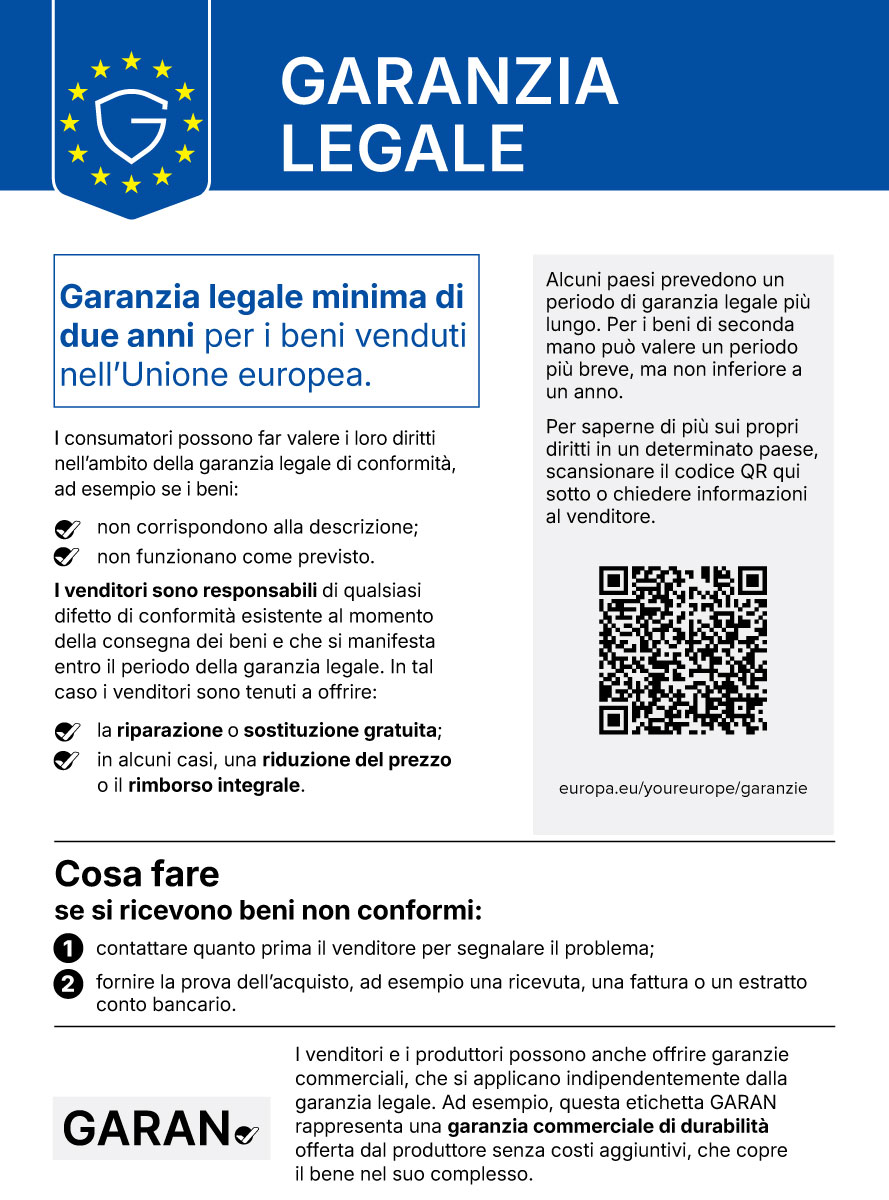 Avviso armonizzato sulla garanzia legale dell'UE